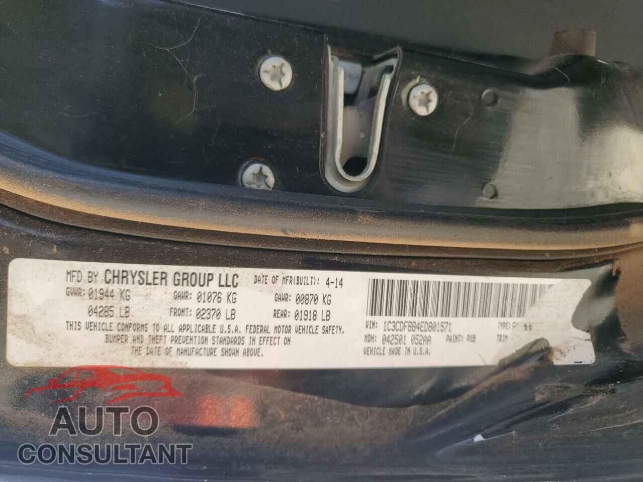 DODGE DART 2014 - 1C3CDFBB4ED801571
