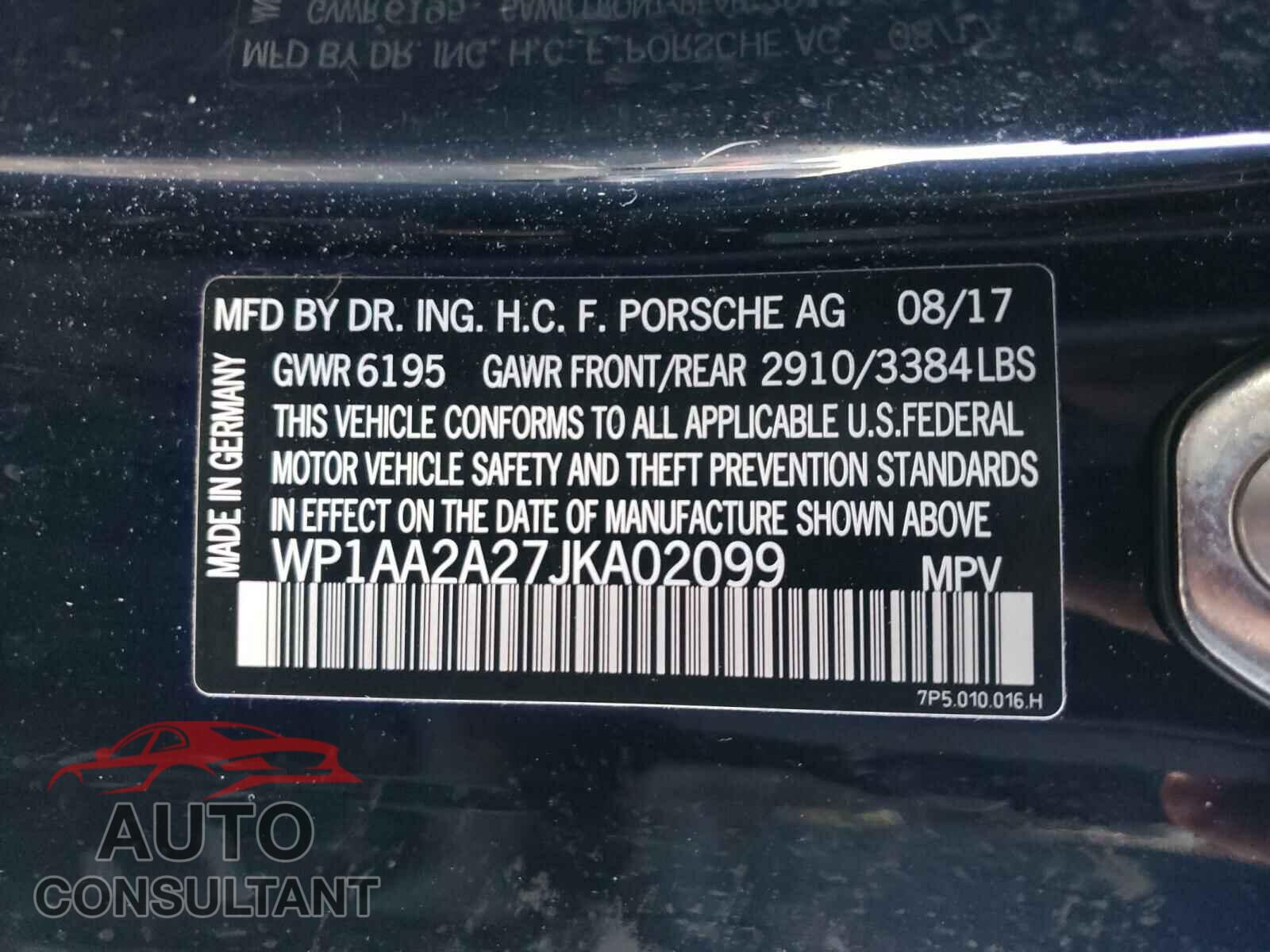 PORSCHE CAYENNE 2018 - WP1AA2A27JKA02099