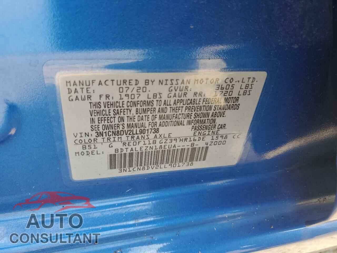 NISSAN VERSA 2020 - 3N1CN8DV2LL901738