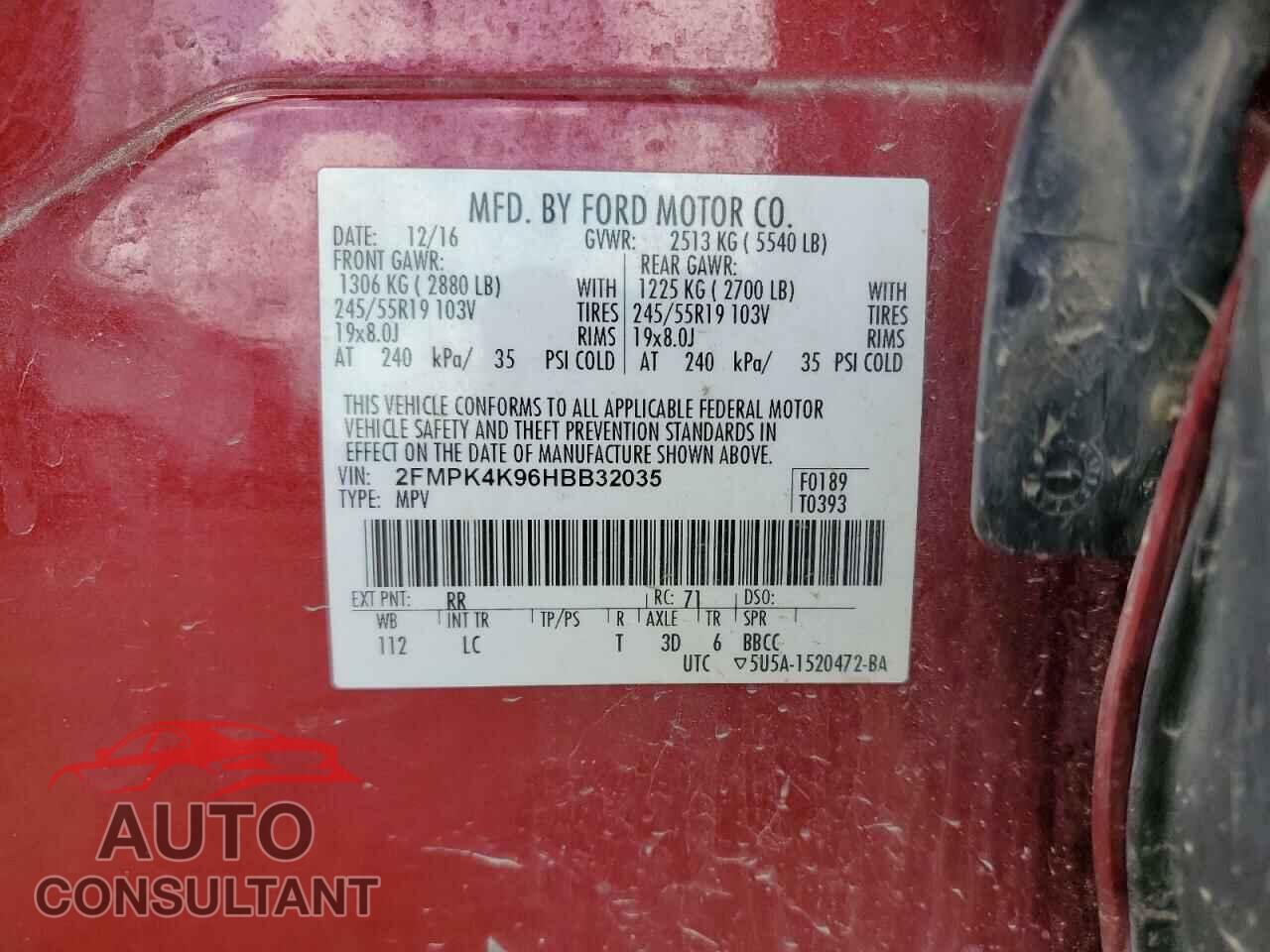 FORD EDGE 2017 - 2FMPK4K96HBB32035