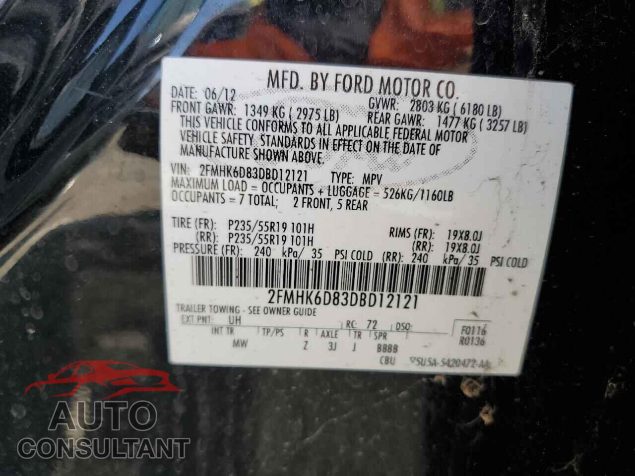 FORD FLEX 2013 - 2FMHK6D83DBD12121