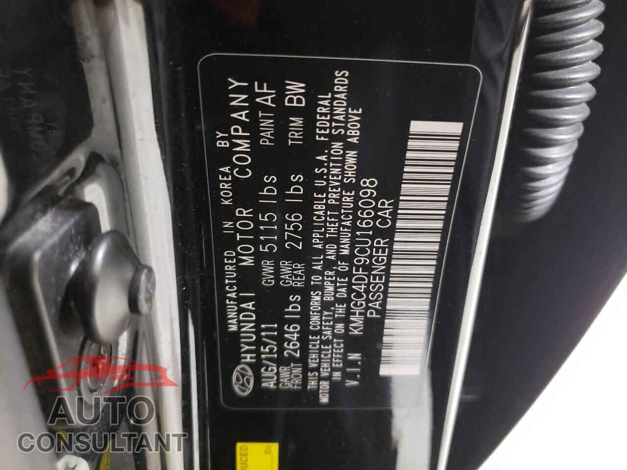HYUNDAI GENESIS 2012 - KMHGC4DF9CU166098