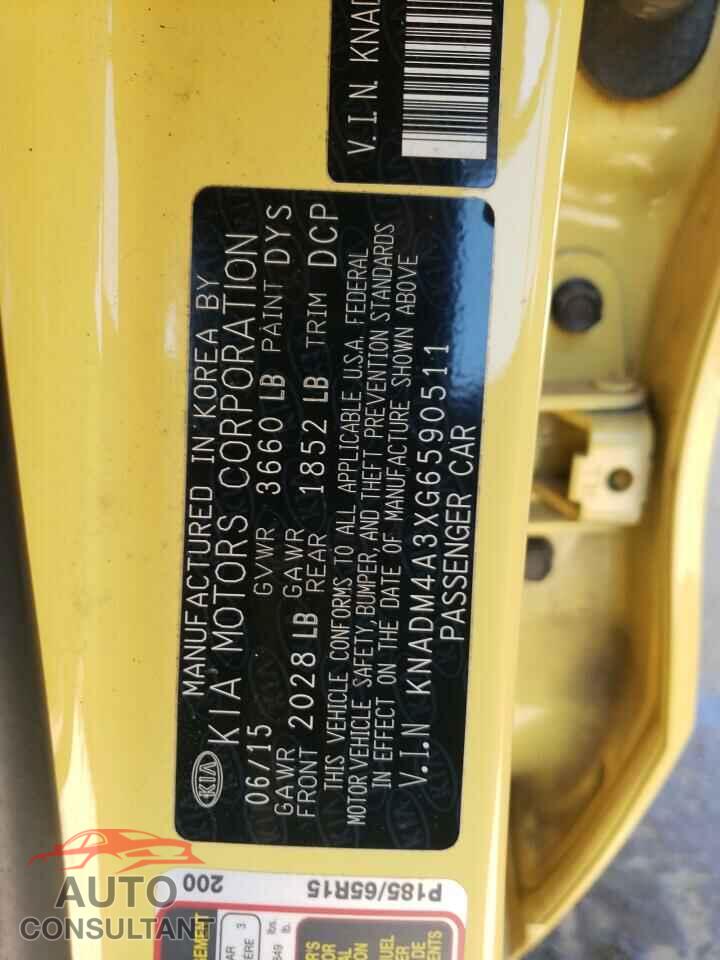 KIA RIO 2016 - KNADM4A3XG6590511