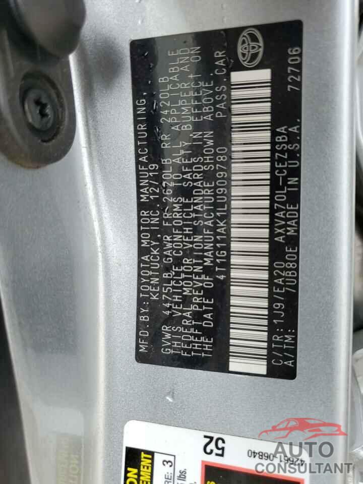 TOYOTA CAMRY 2020 - 4T1G11AK1LU909780