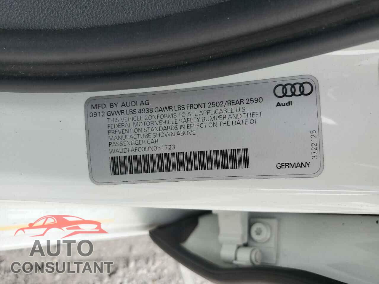 AUDI A6 2013 - WAUDFAFC0DN051723