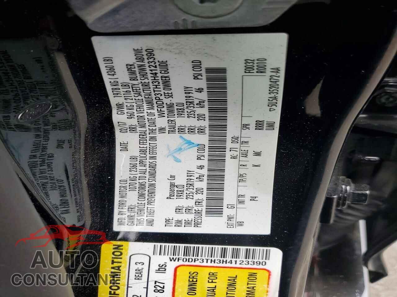 FORD FOCUS 2017 - WF0DP3TH3H4123390