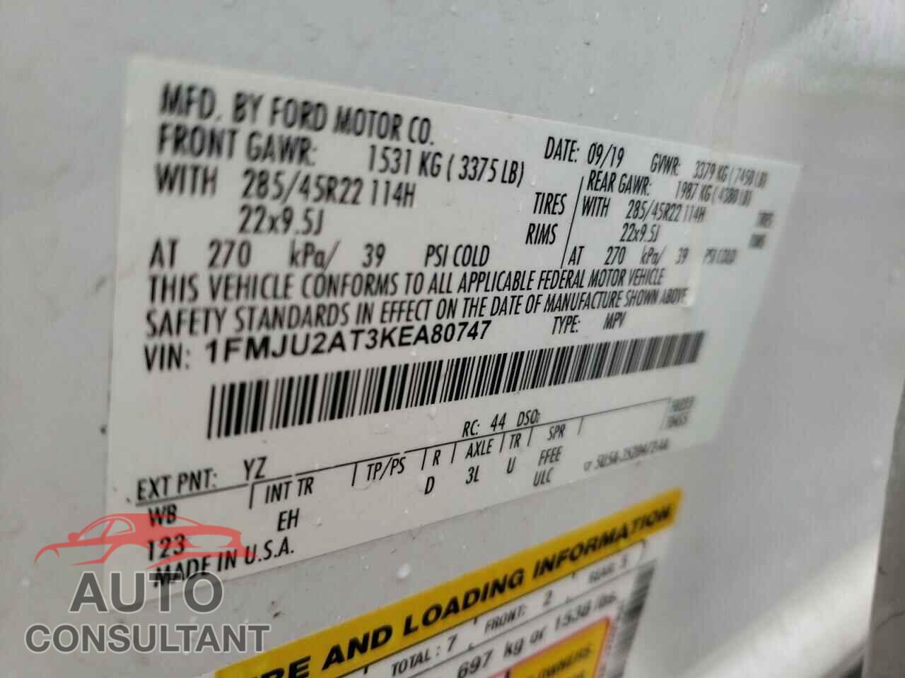 FORD EXPEDITION 2019 - 1FMJU2AT3KEA80747