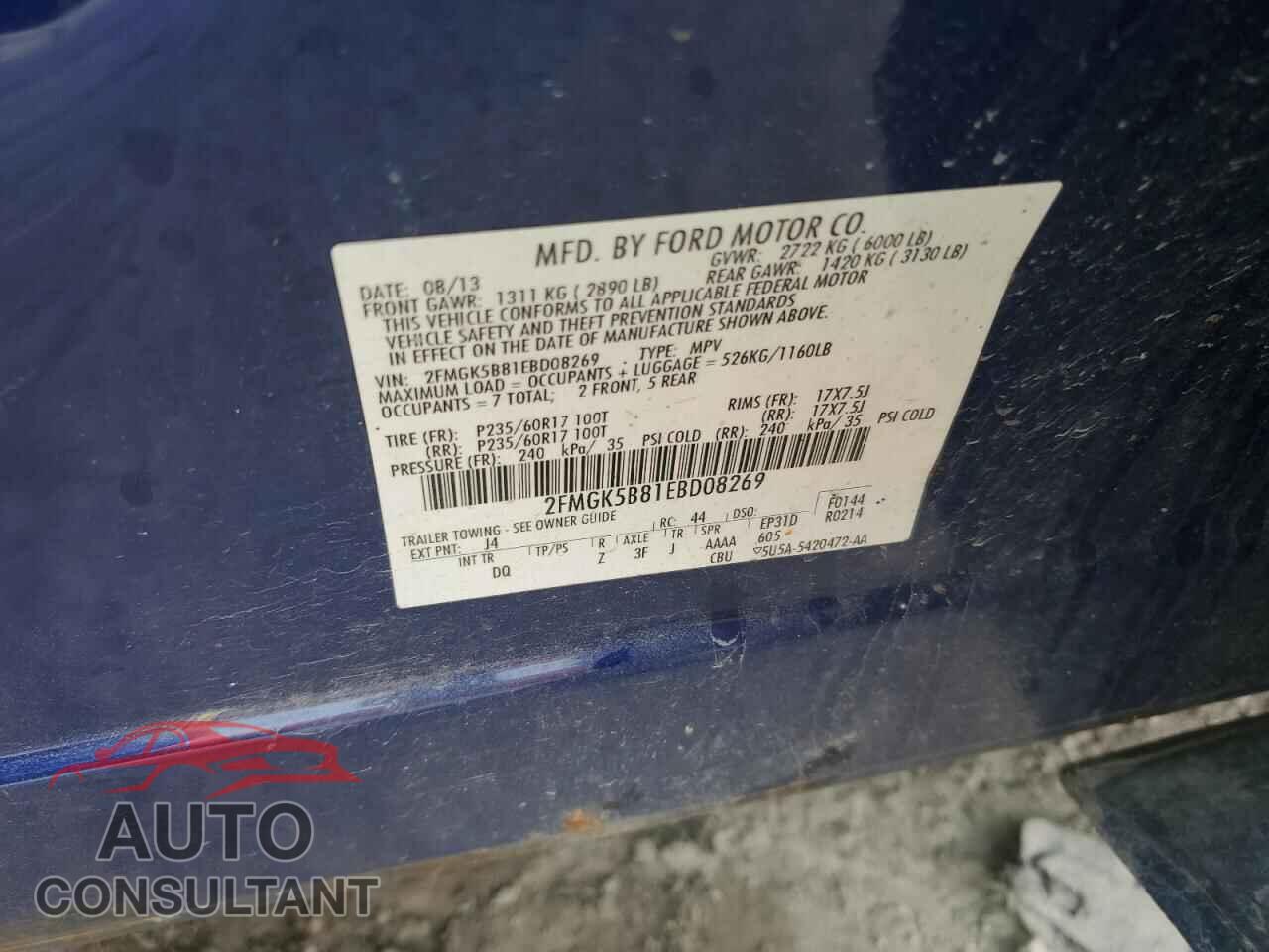 FORD FLEX 2014 - 2FMGK5B81EBD08269