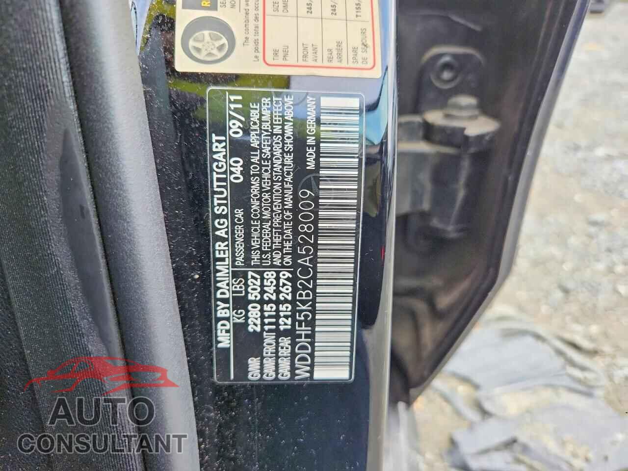 MERCEDES-BENZ E-CLASS 2012 - WDDHF5KB2CA528009