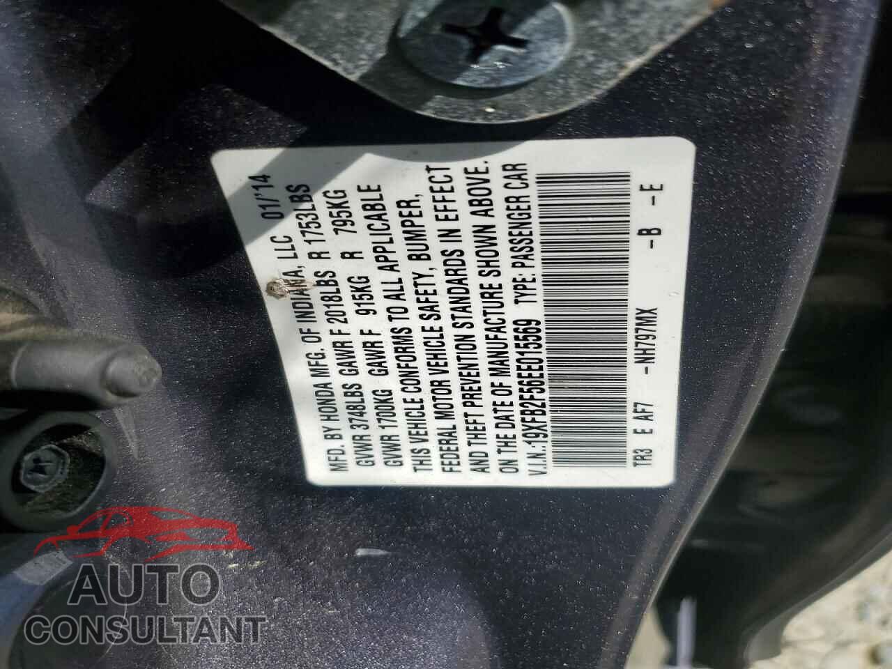 HONDA CIVIC 2014 - 19XFB2F56EE015569