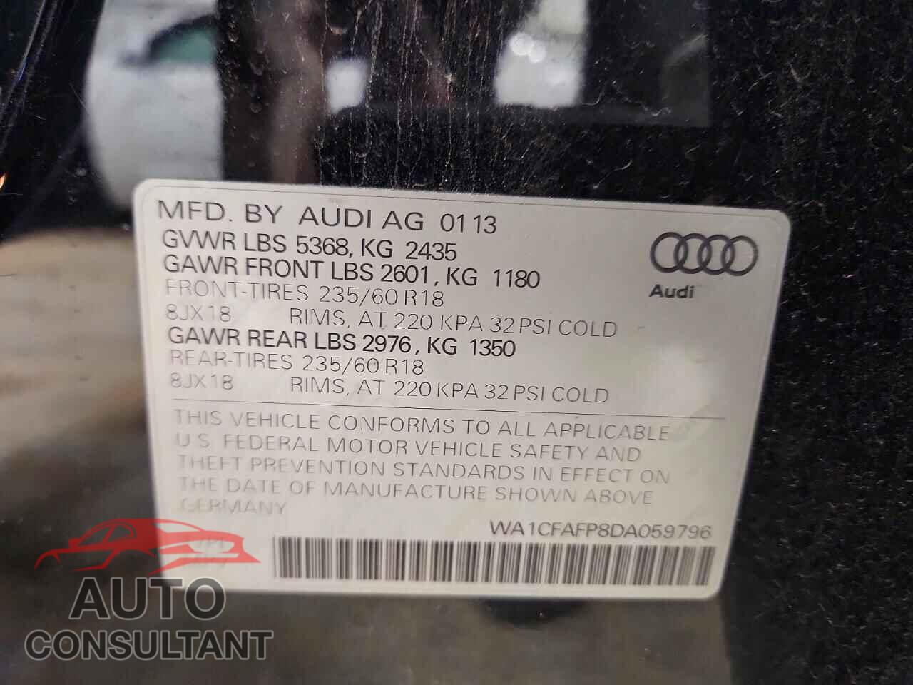 AUDI Q5 2013 - WA1CFAFP8DA059796