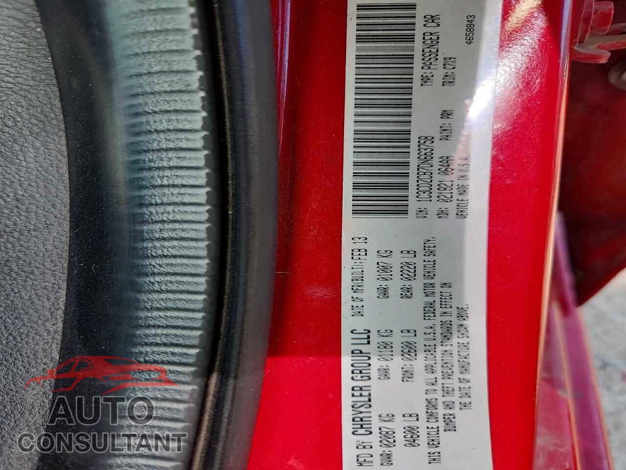 DODGE AVENGER 2013 - 1C3CDZCB7DN663758