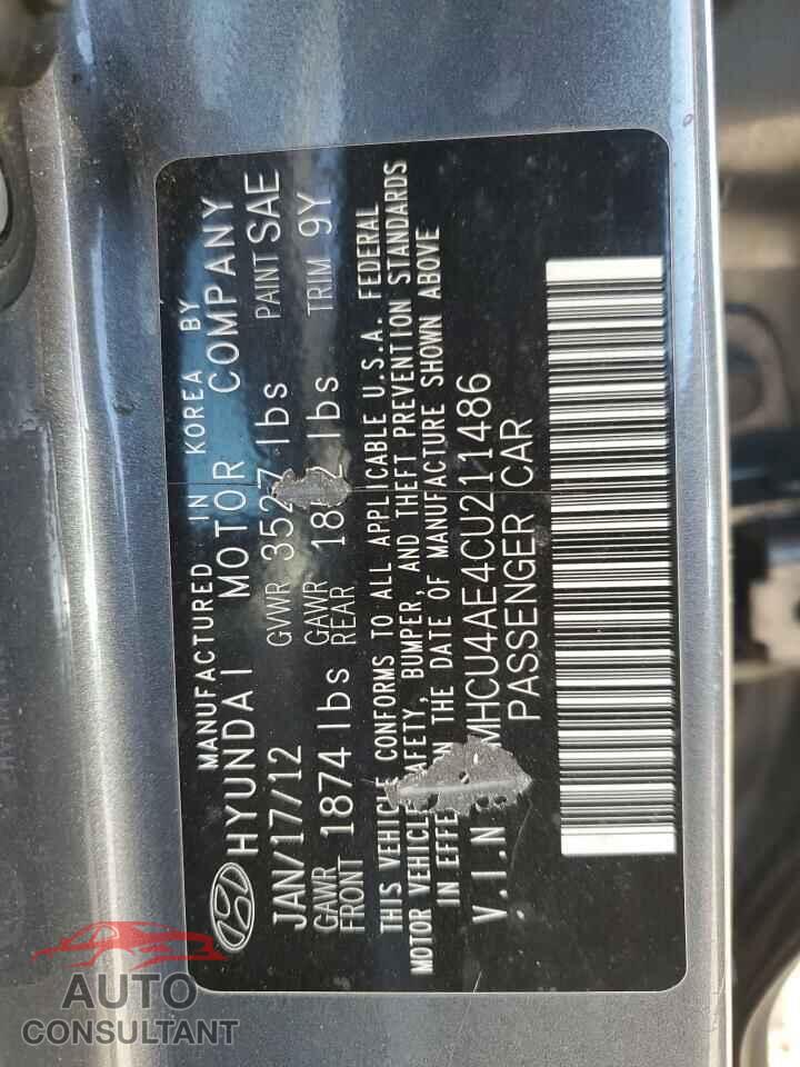 HYUNDAI ACCENT 2012 - KMHCU4AE4CU211486