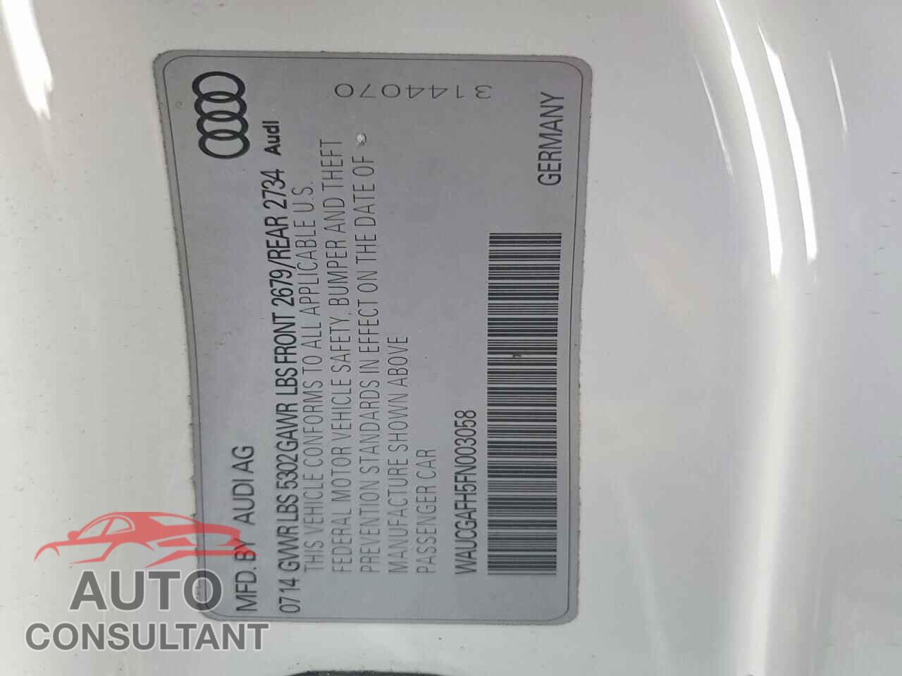 AUDI S5/RS5 2015 - WAUCGAFH5FN003058
