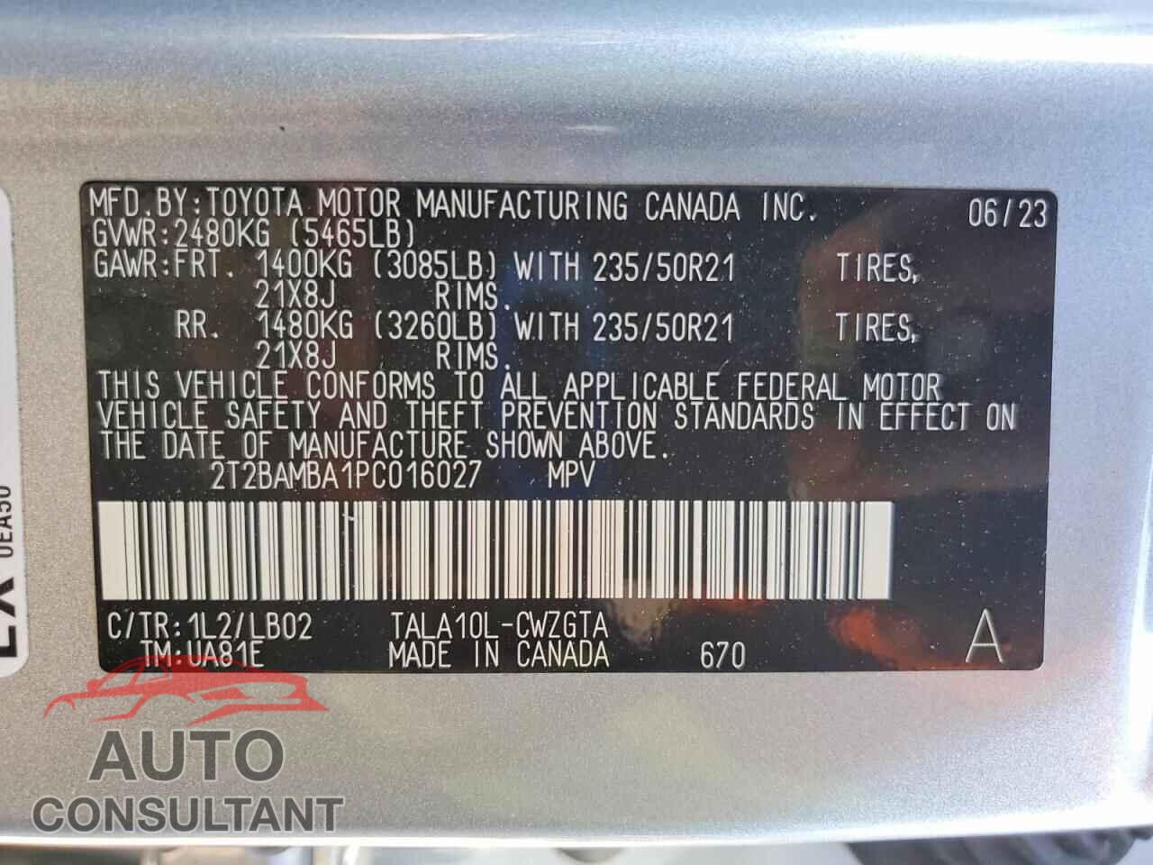 LEXUS RX350 2023 - 2T2BAMBA1PC016027