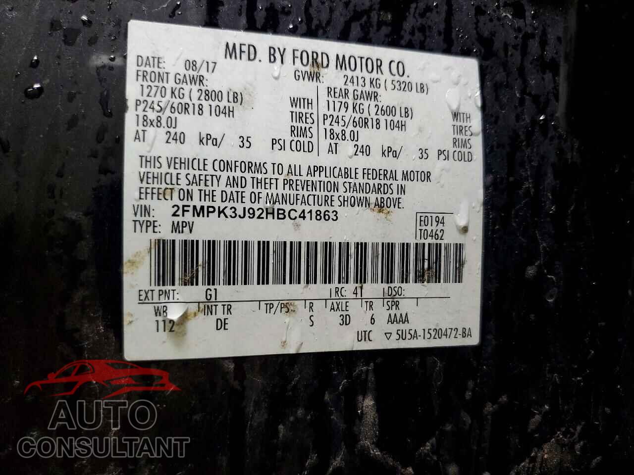 FORD EDGE 2017 - 2FMPK3J92HBC41863