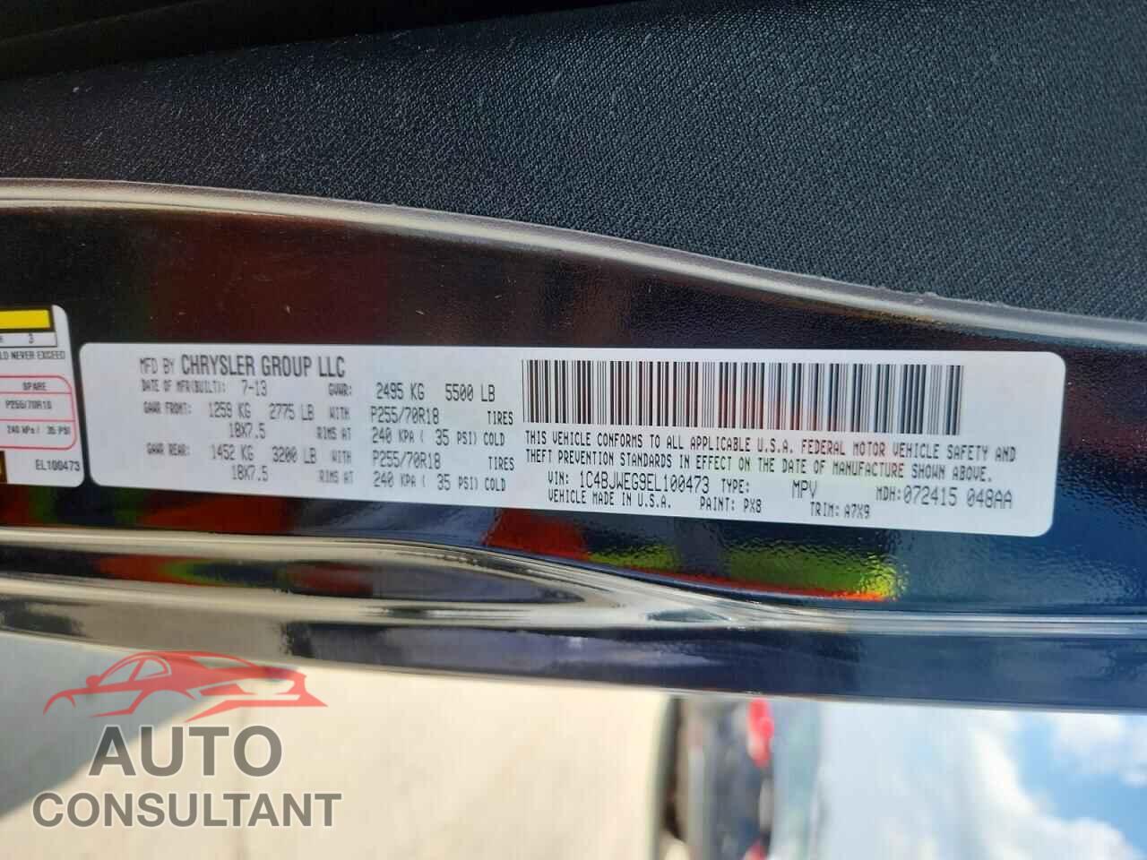 JEEP WRANGLER 2014 - 1C4BJWEG9EL100473