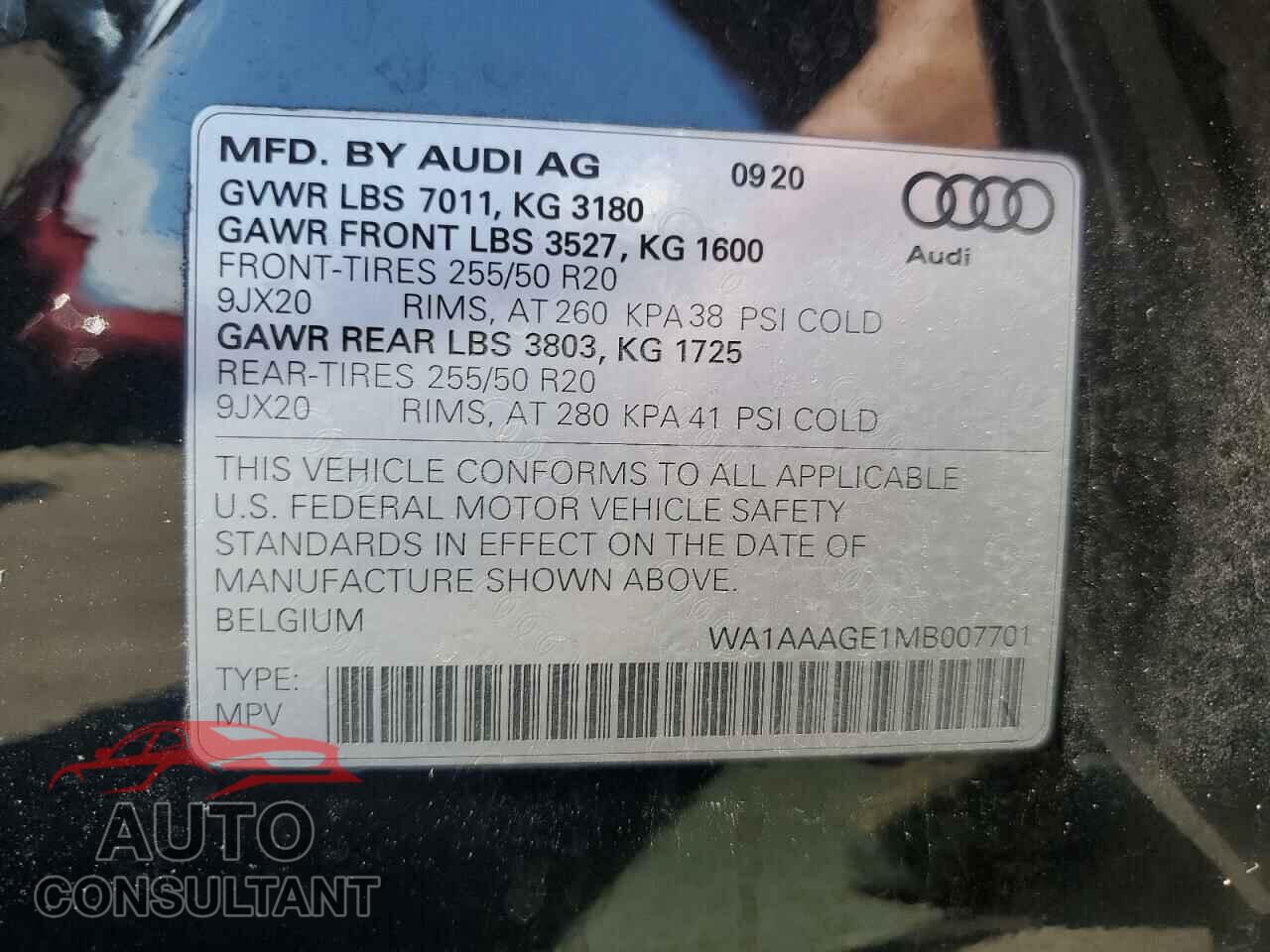 AUDI E-TRON 2021 - WA1AAAGE1MB007701