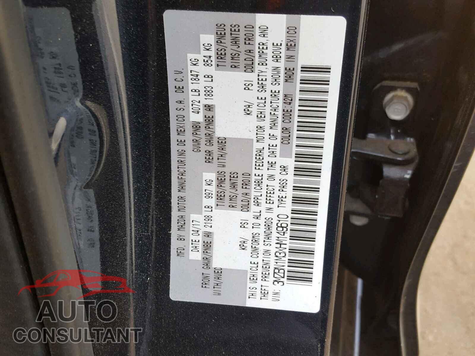 MAZDA 3 2017 - 3MZBN1M3XHM149610