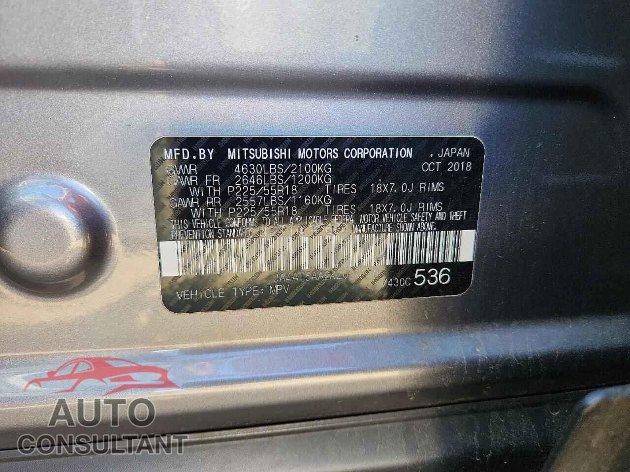MITSUBISHI ECLIPSE 2019 - JA4AT5AA2KZ021229