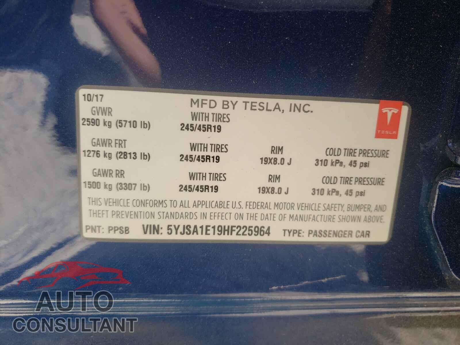 TESLA MODEL S 2017 - 5YJSA1E19HF225964