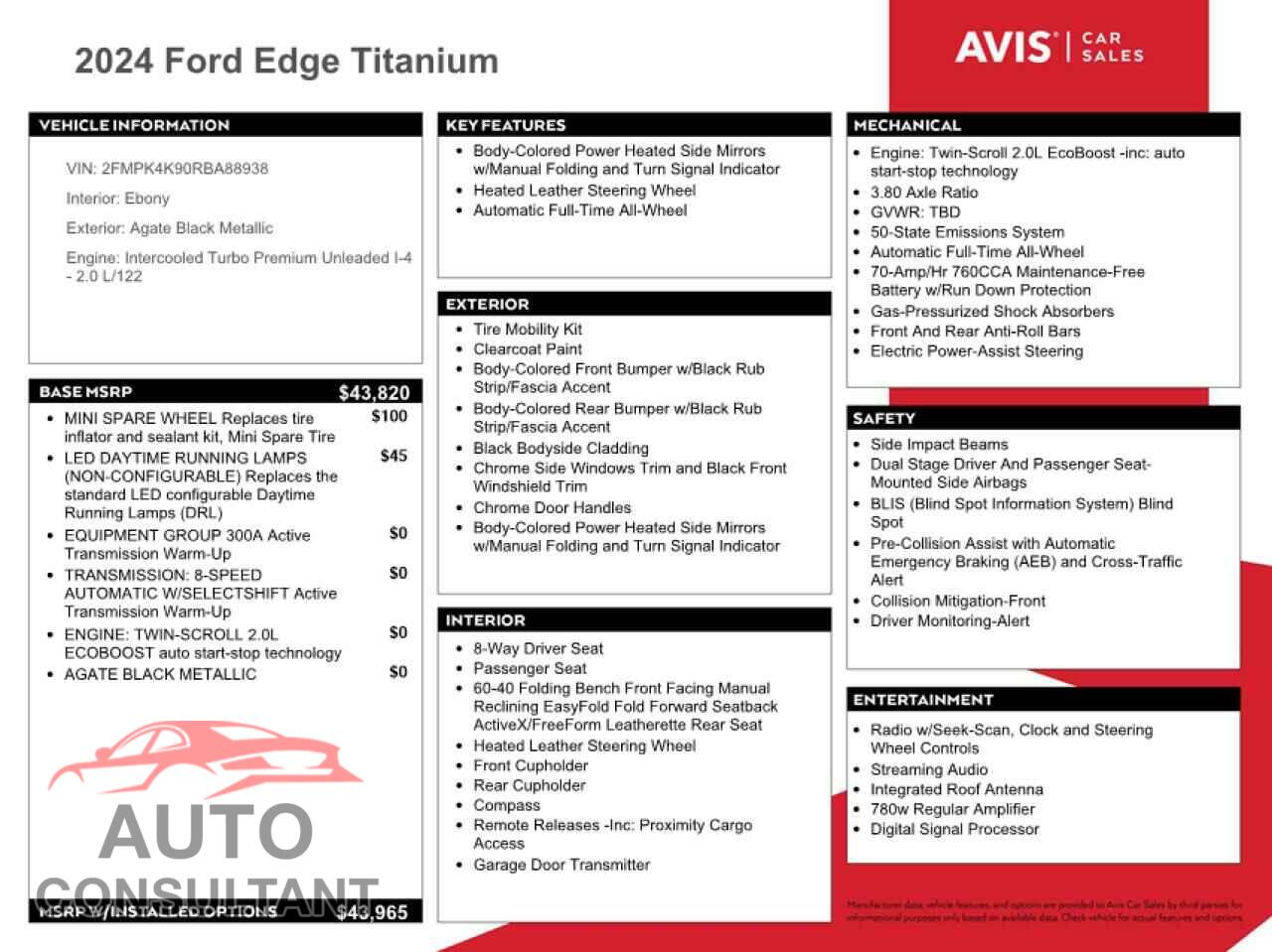 FORD EDGE 2024 - 2FMPK4K90RBA88938