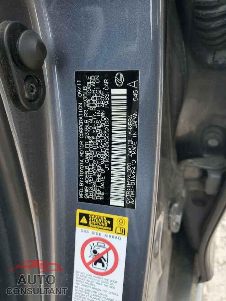 LEXUS CT 200 2012 - JTHKD5BH2C2052122