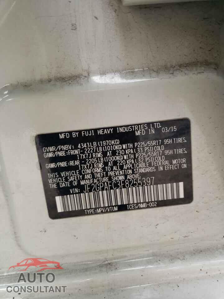 SUBARU FORESTER 2015 - JF2GPAFC3F8255397