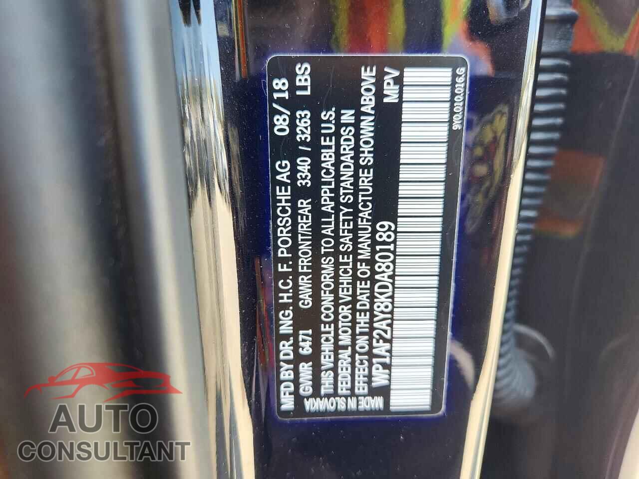 PORSCHE CAYENNE 2019 - WP1AF2AY8KDA80189