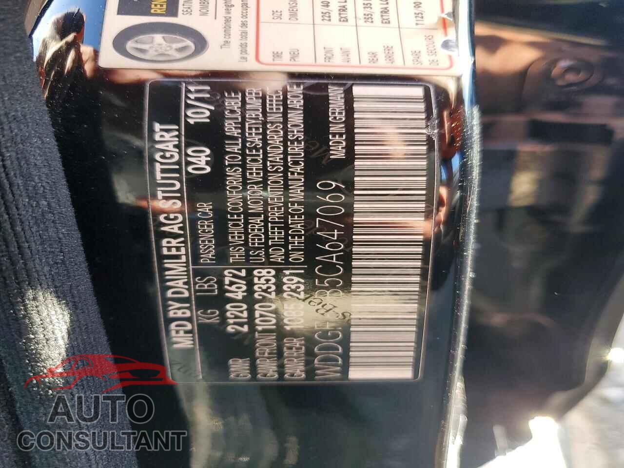MERCEDES-BENZ C-CLASS 2012 - WDDGF8BB5CA647069