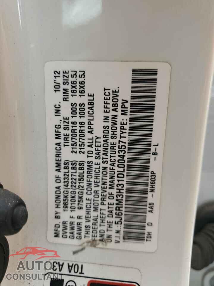 HONDA CRV 2013 - 5J6RM3H31DL004357