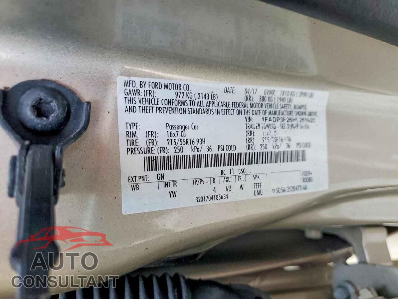 FORD FOCUS 2017 - 1FADP3F26HL265920