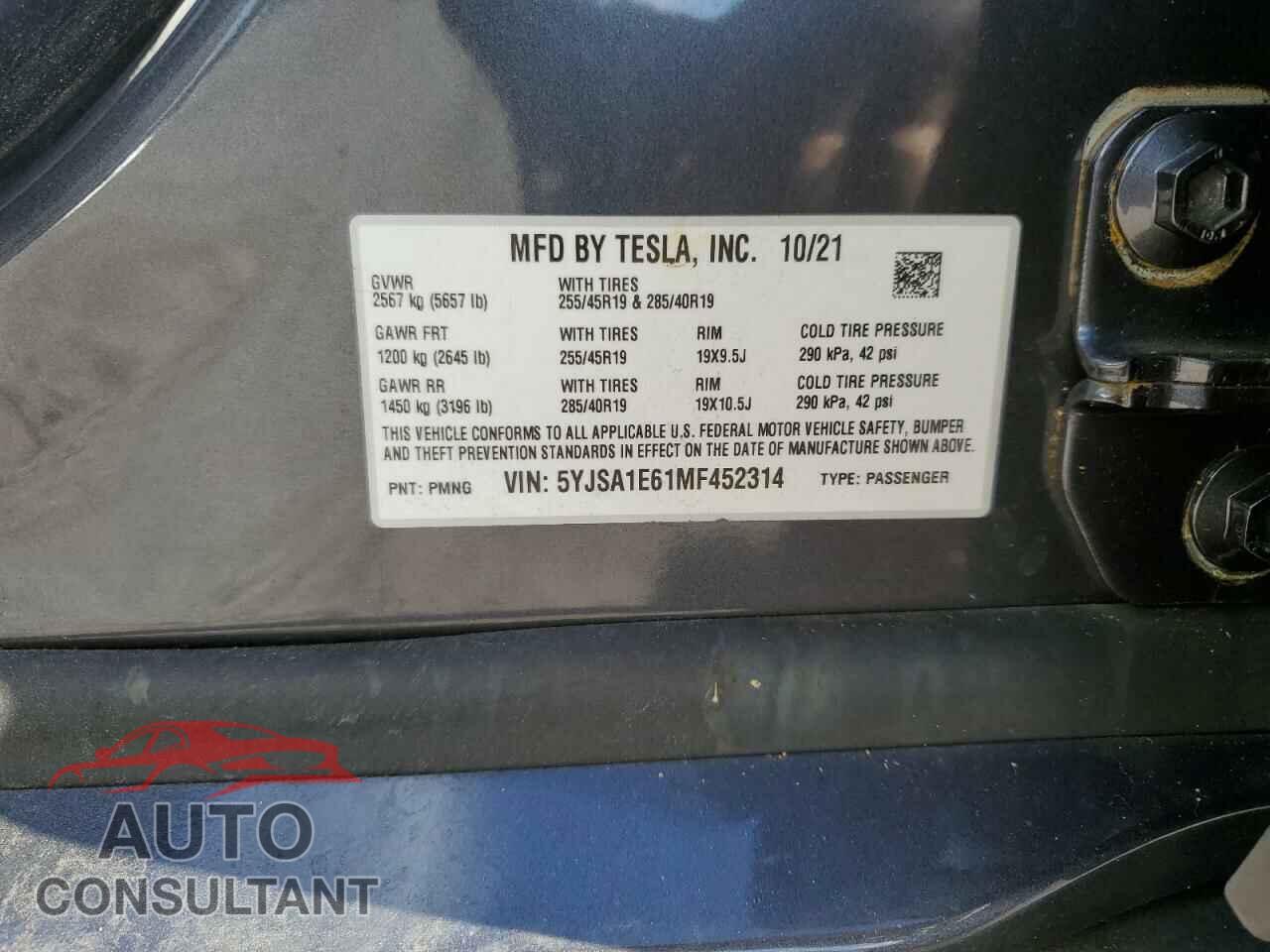 TESLA MODEL S 2021 - 5YJSA1E61MF452314