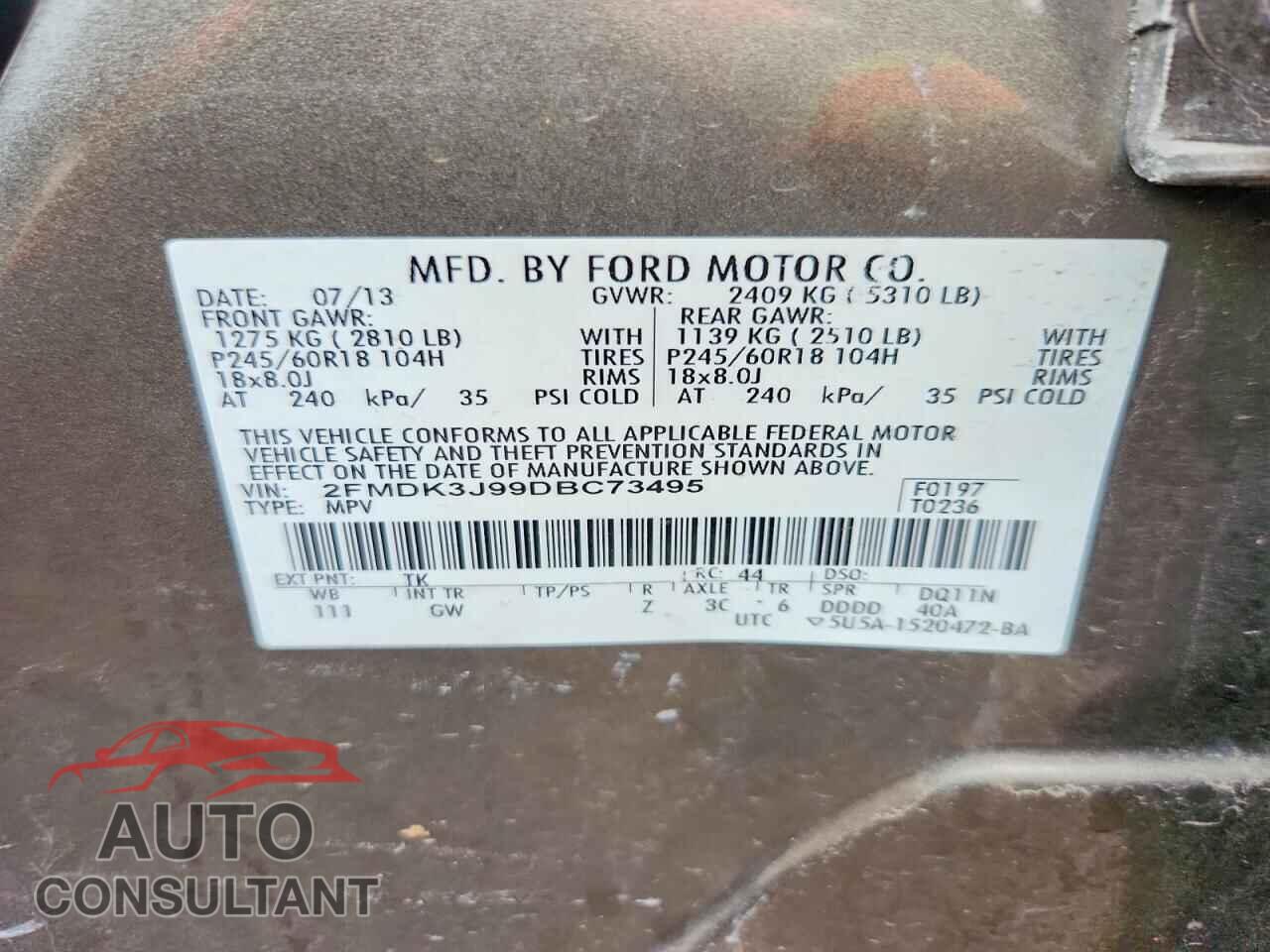 FORD EDGE 2013 - 2FMDK3J99DBC73495