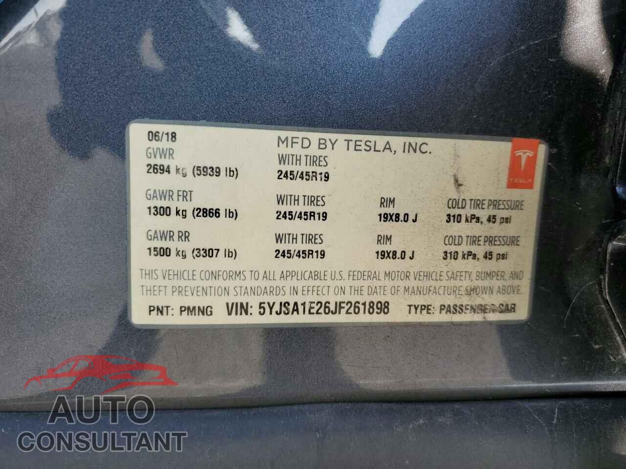TESLA MODEL S 2018 - 5YJSA1E26JF261898