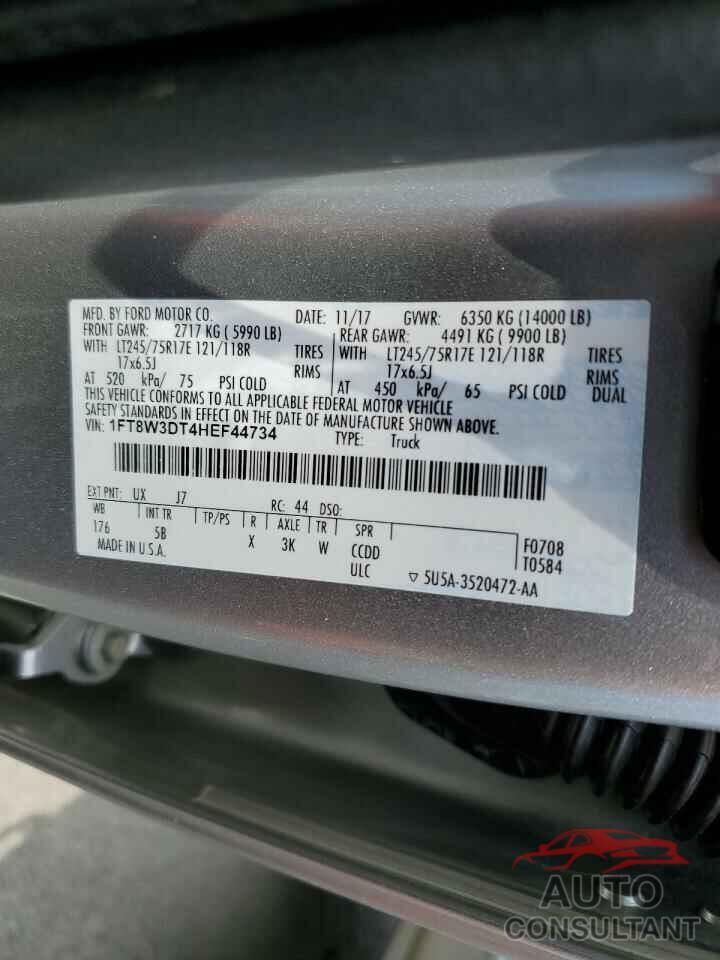 FORD F350 2017 - 1FT8W3DT4HEF44734