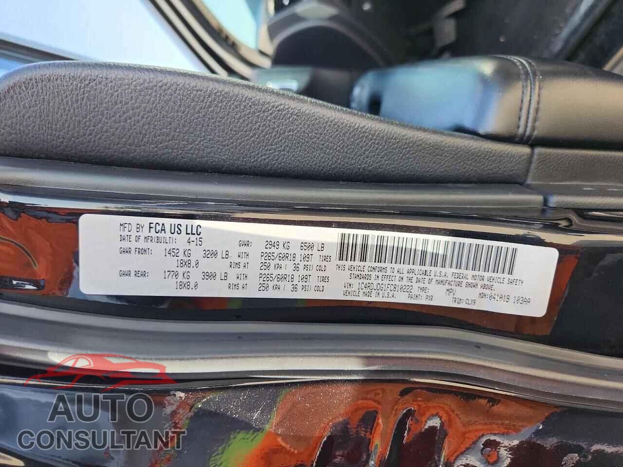DODGE DURANGO 2015 - 1C4RDJDG1FC810222
