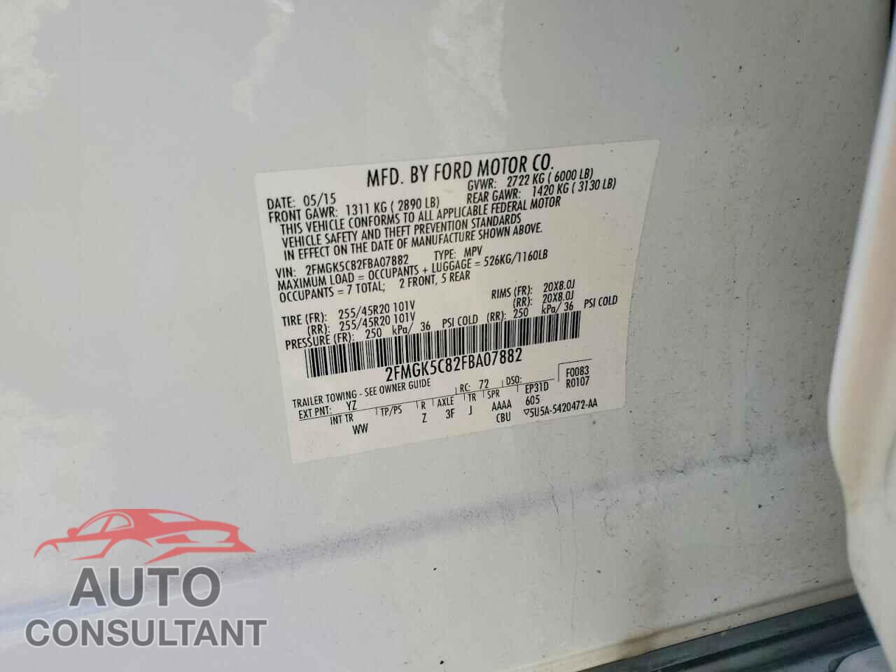 FORD FLEX 2015 - 2FMGK5C82FBA07882