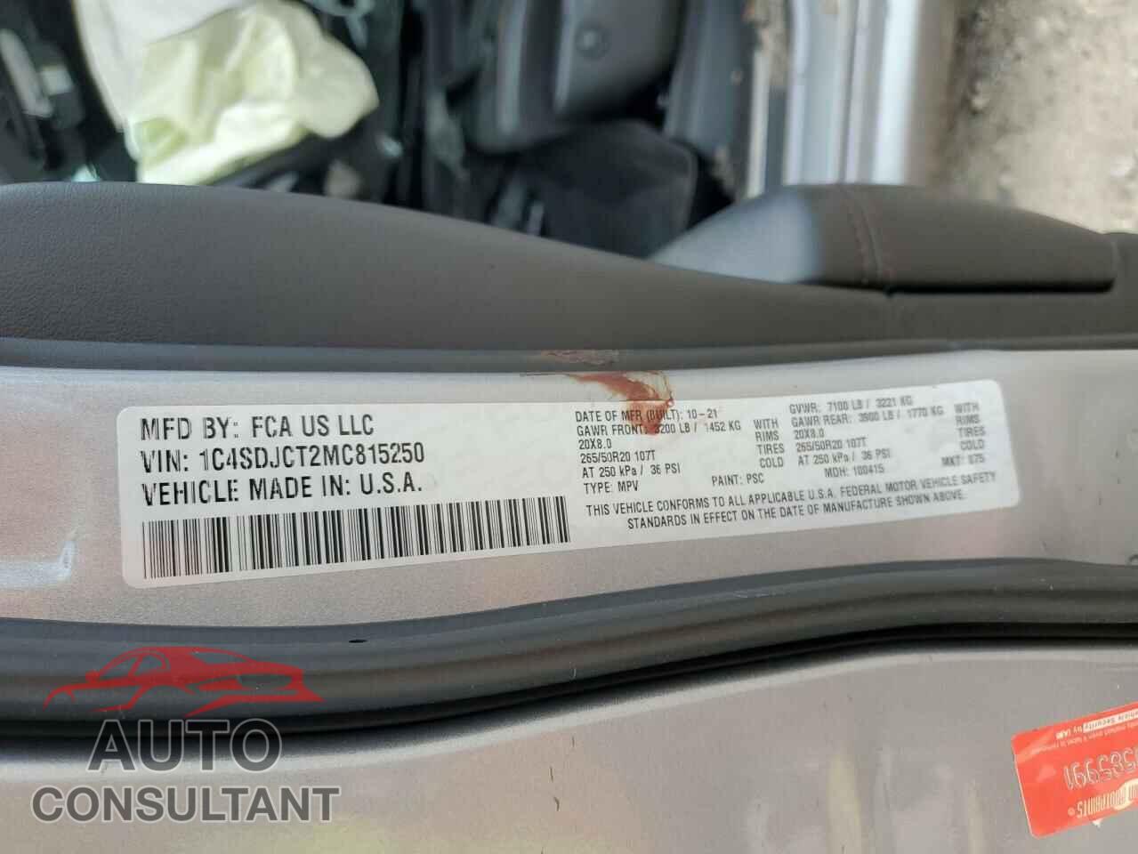 DODGE DURANGO 2021 - 1C4SDJCT2MC815250