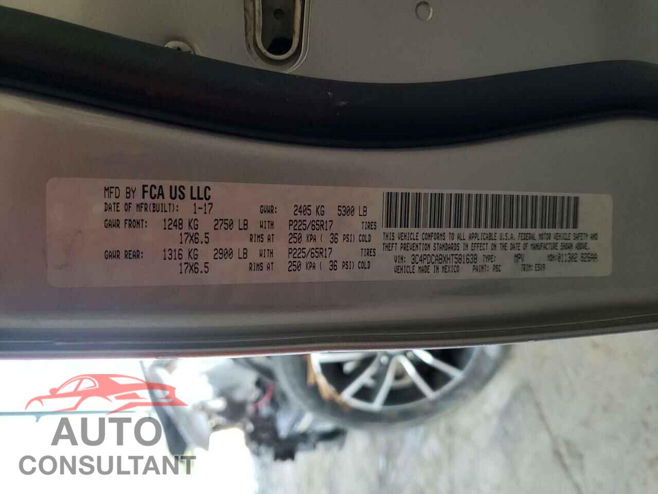 DODGE JOURNEY 2017 - 3C4PDCABXHT581638