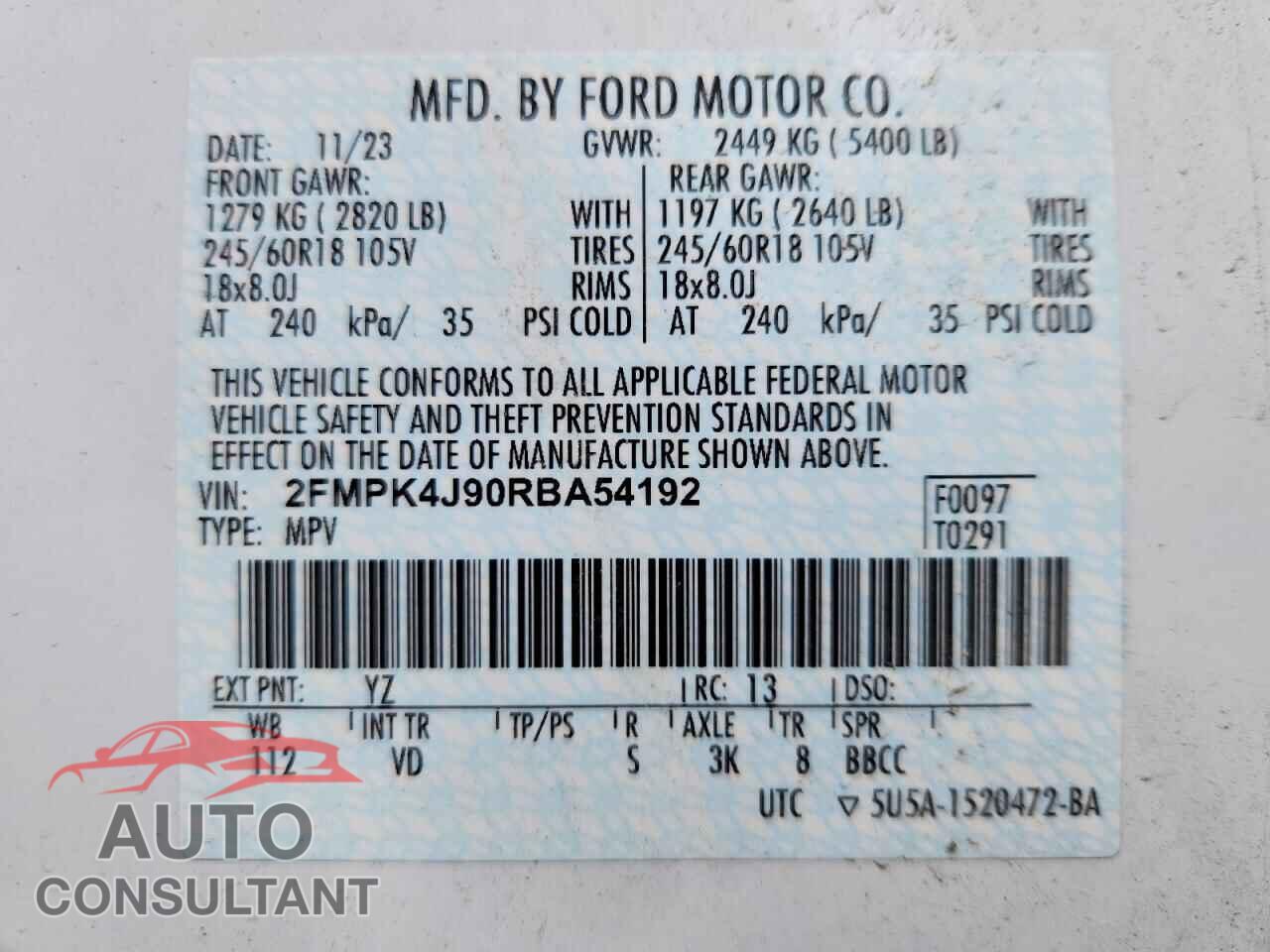 FORD EDGE 2024 - 2FMPK4J90RBA54192