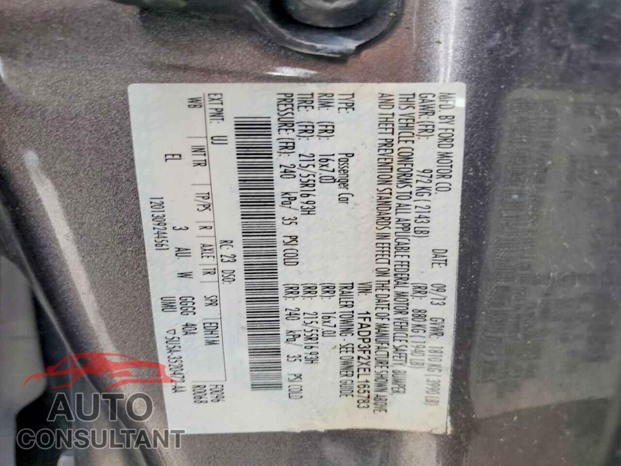 FORD FOCUS 2014 - 1FADP3F2XEL165783