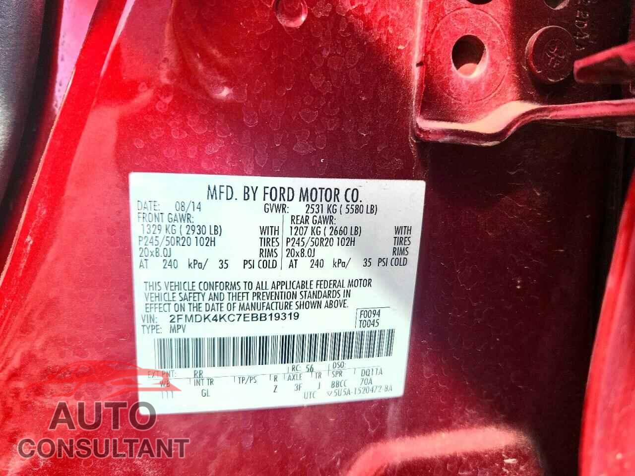 FORD EDGE 2014 - 2FMDK4KC7EBB19319