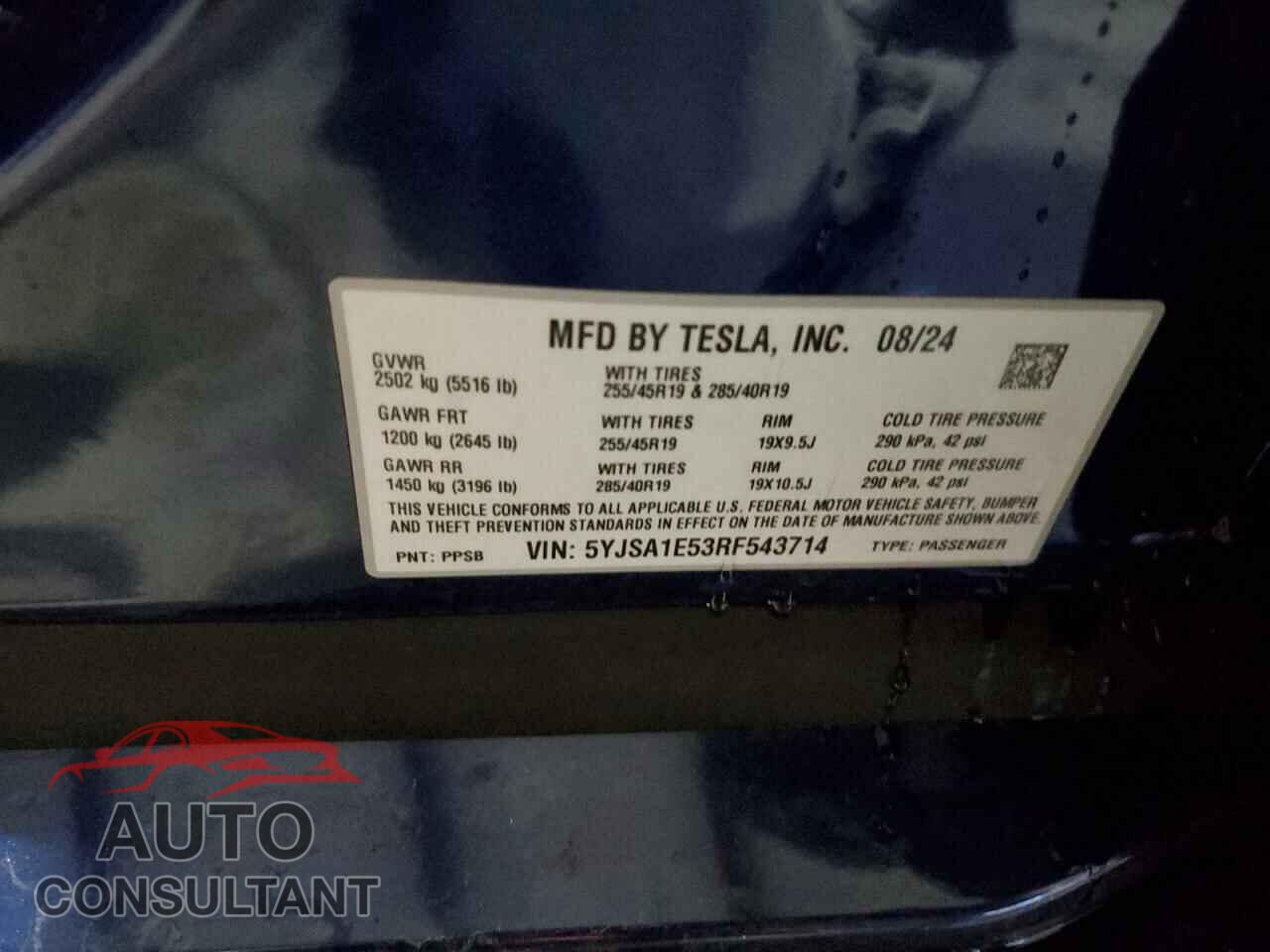 TESLA MODEL S 2024 - 5YJSA1E53RF543714