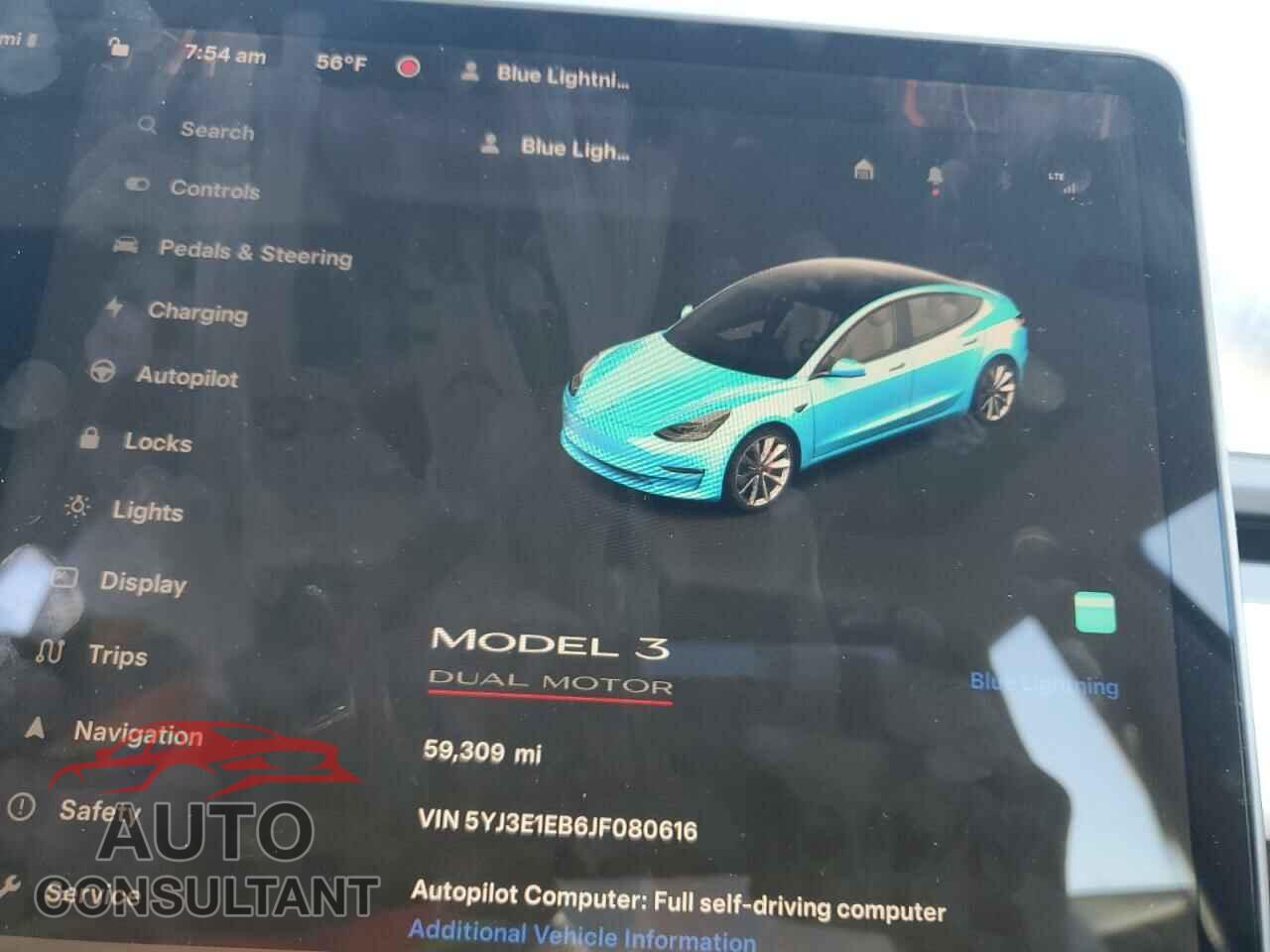 TESLA MODEL 3 2018 - 5YJ3E1EB6JF080616