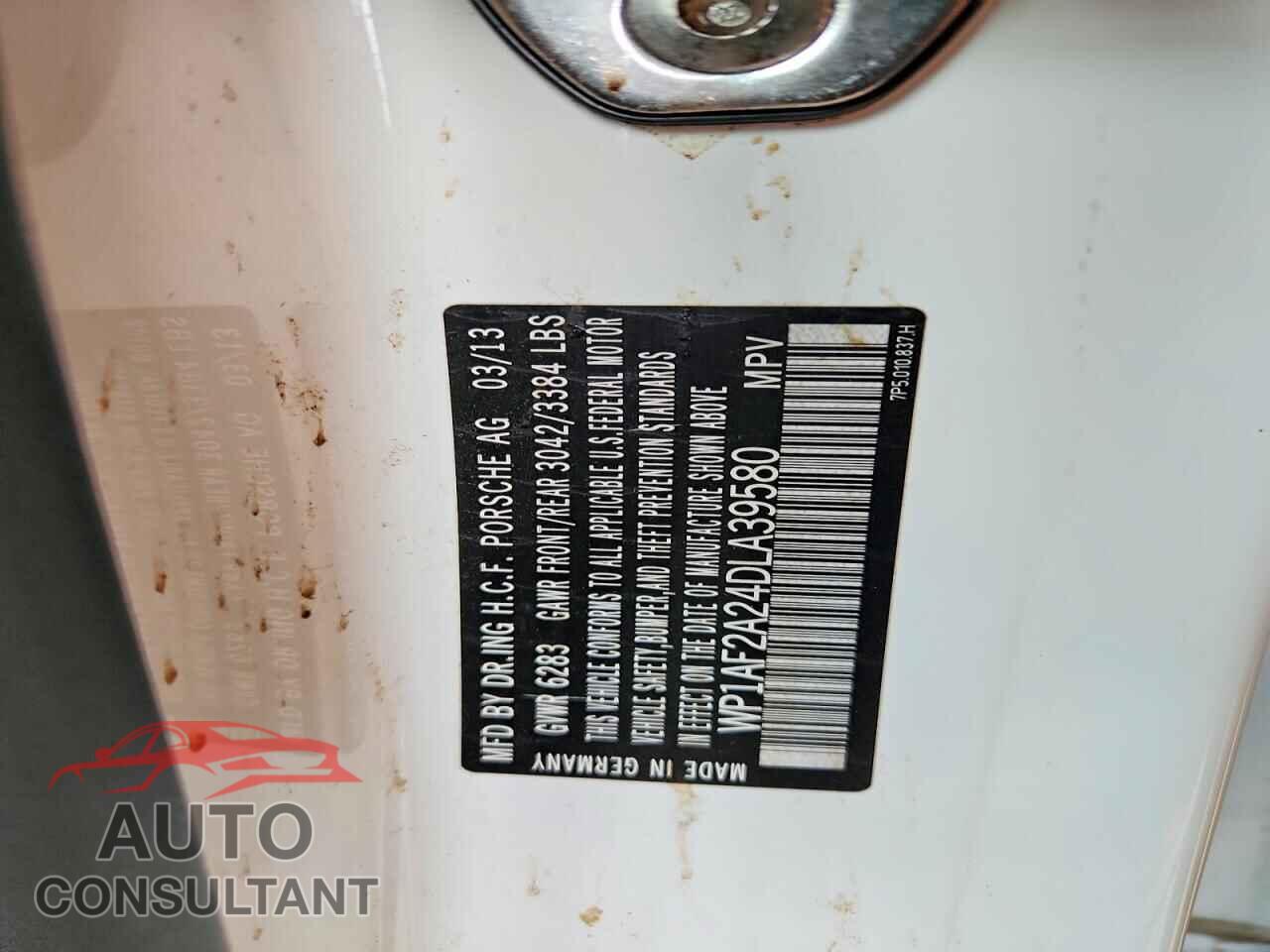 PORSCHE CAYENNE 2013 - WP1AF2A24DLA39580