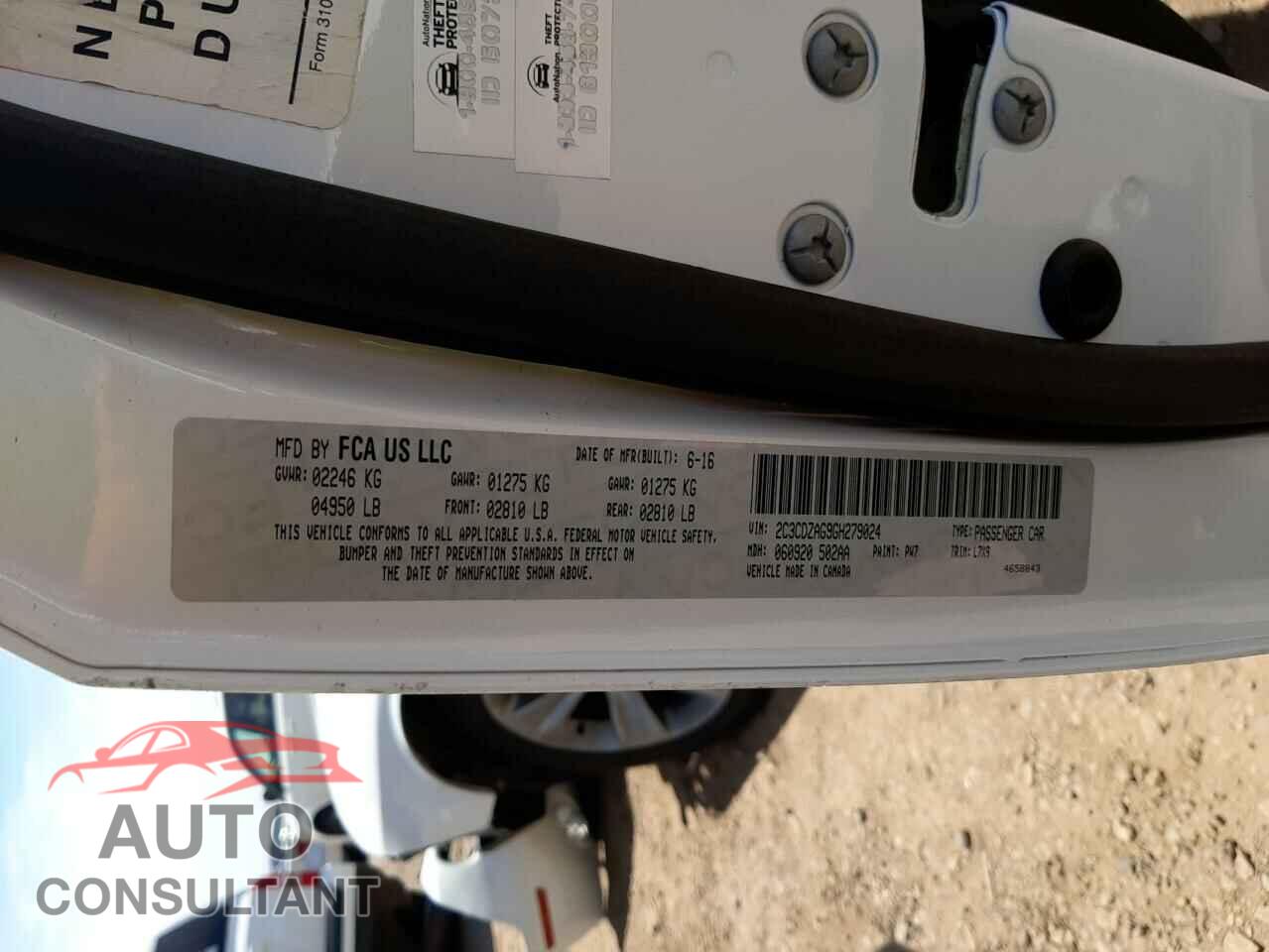 DODGE CHALLENGER 2016 - 2C3CDZAG9GH279024