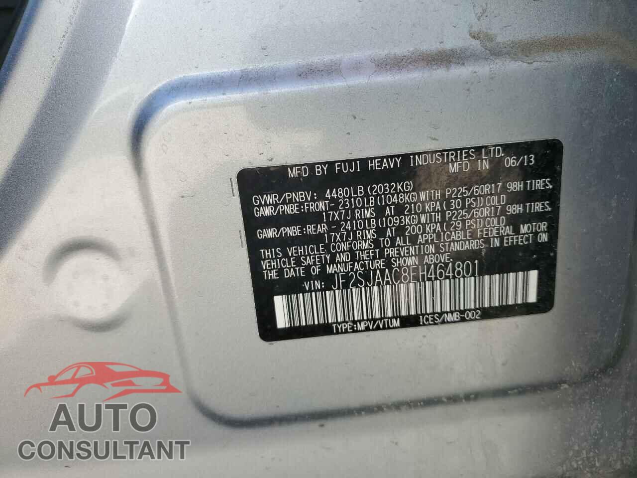 SUBARU FORESTER 2014 - JF2SJAAC8EH464801