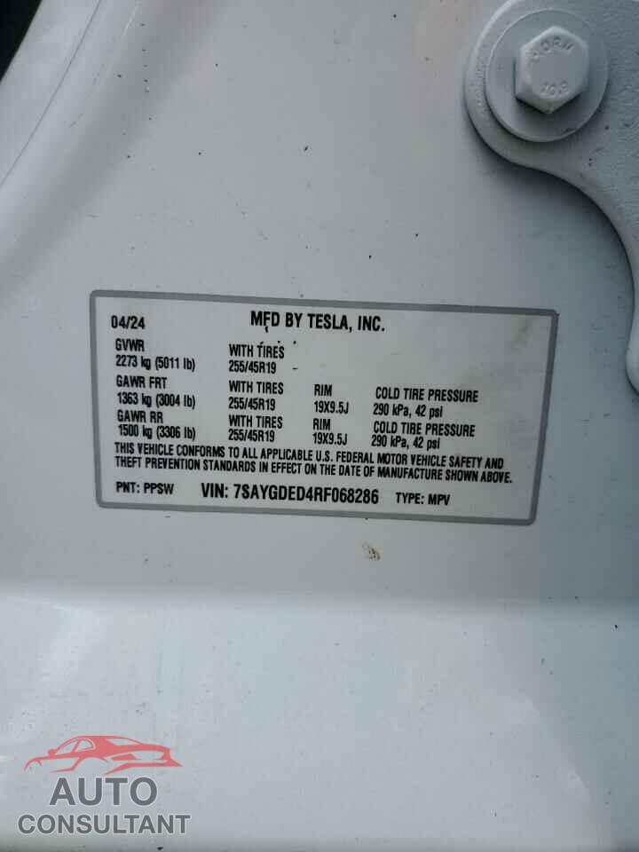 TESLA MODEL Y 2024 - 7SAYGDED4RF068286