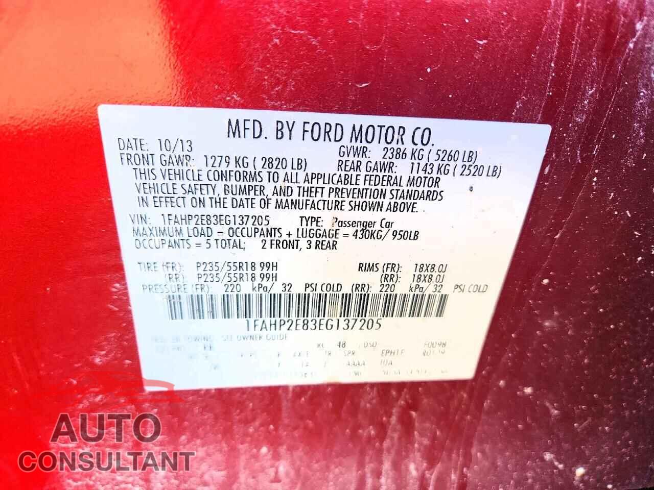 FORD TAURUS 2014 - 1FAHP2E83EG137205